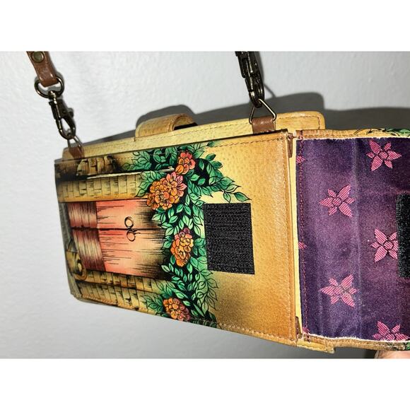Anushka crossbody Handbag Cell Phone Credit Card Holder Bicycle Garden Print - Picture 3 of 11